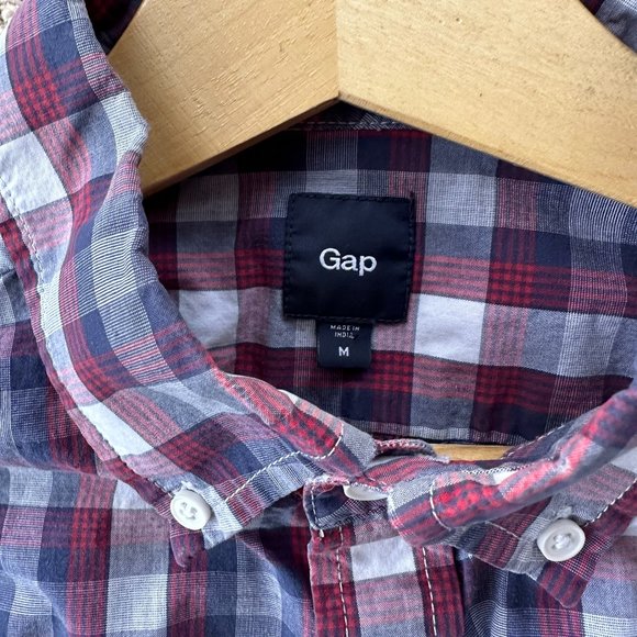GAP Men's Plaid Long Sleeve Button Down Oxford Shirt Size M - Picture 4 of 5